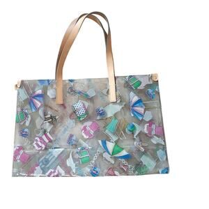 Dooney & Bourke Y2K Vintage Miami Beach Pattern Clear Tote Bag 16.5 X 11 X 6